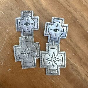 Native American Sterling Silver Cross Pattern Earrings